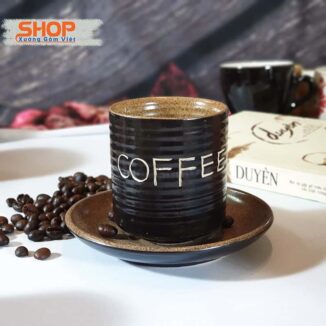 Cốc coffee khắc chữ và đĩa CSM-M101