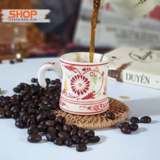 Cốc Espresso sứ giả cổ vẽ cúc CSM-M32