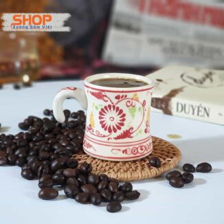 Cốc Espresso sứ giả cổ vẽ cúc CSM-M32