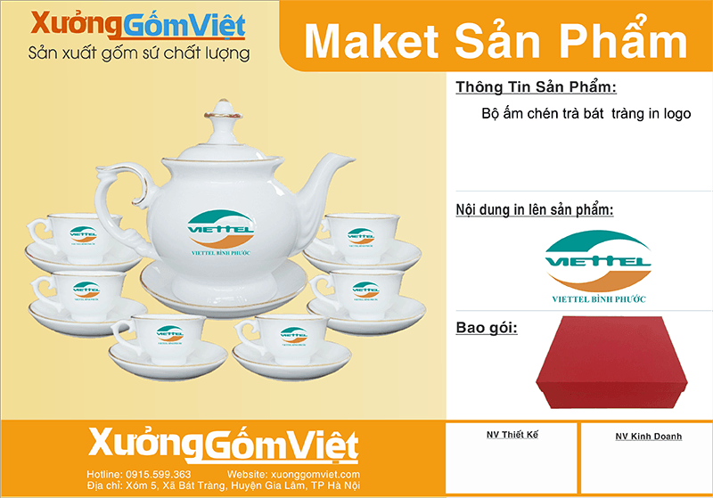 bộ ấm trà in logo từ Xưởng Gốm Việt