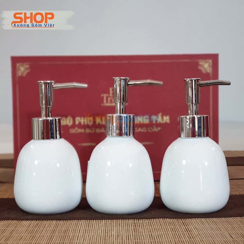 Bình sứ trắng đựng dầu gội cao cấp PKNT-88